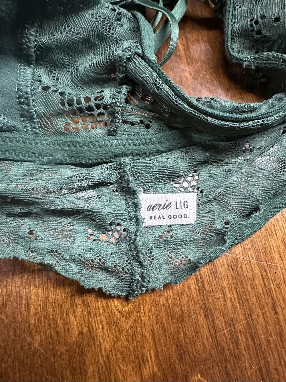 aerie Olive Green Lace Bralette with Strappy Back